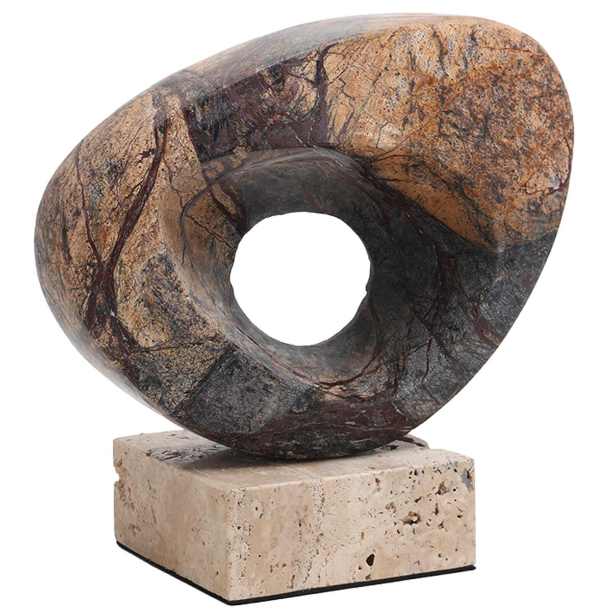 Geometric Sculpture in Coffee Marble