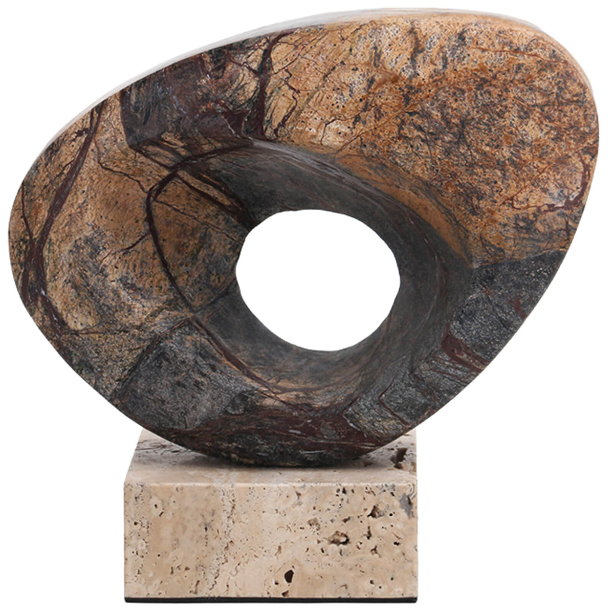Geometric Sculpture in Coffee Marble