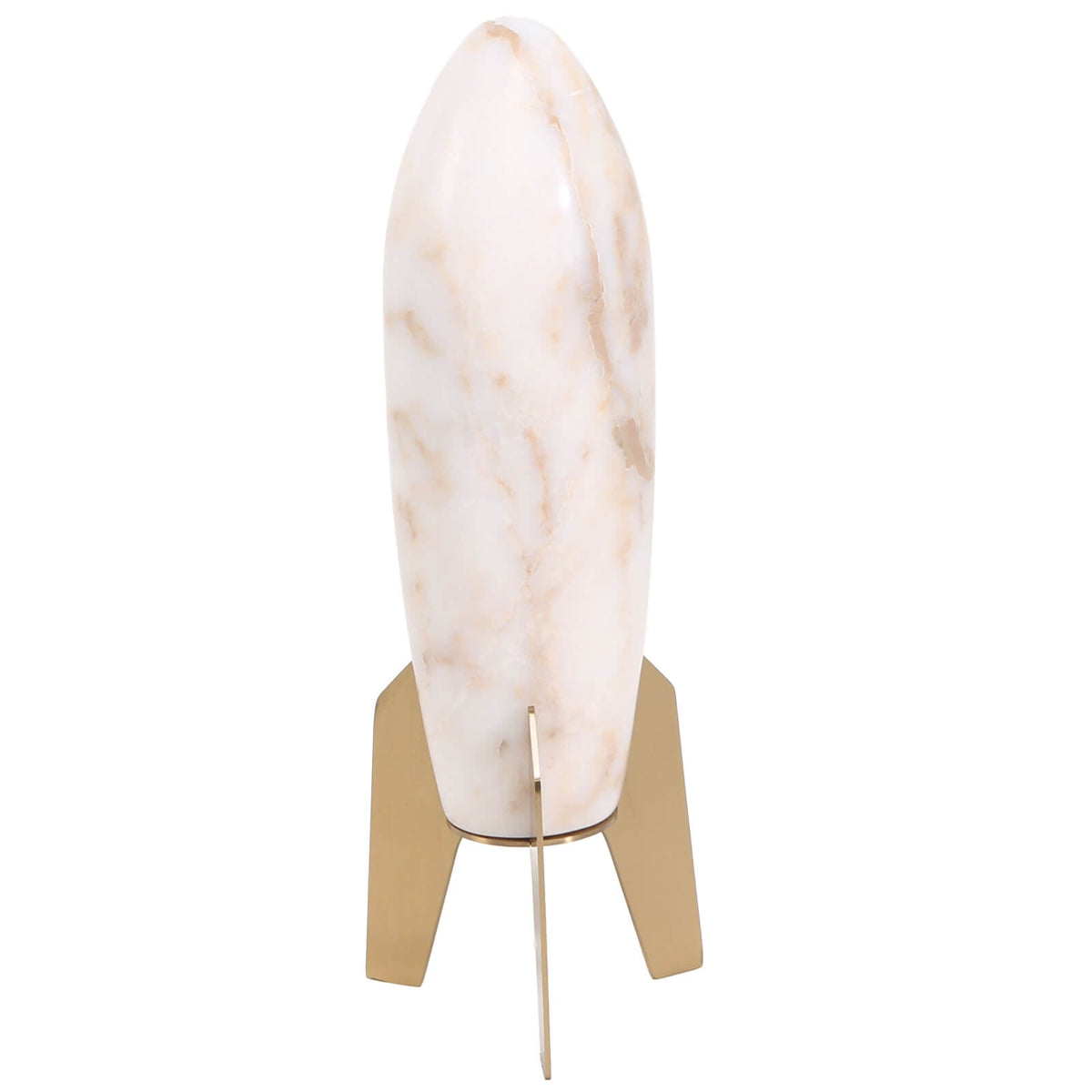 Rocket Sculpture in White Marble - Large