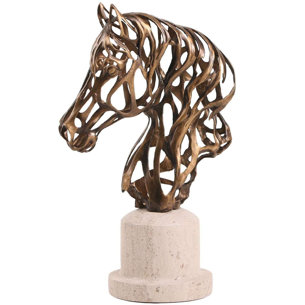 Horse Head Sculpture in Gold