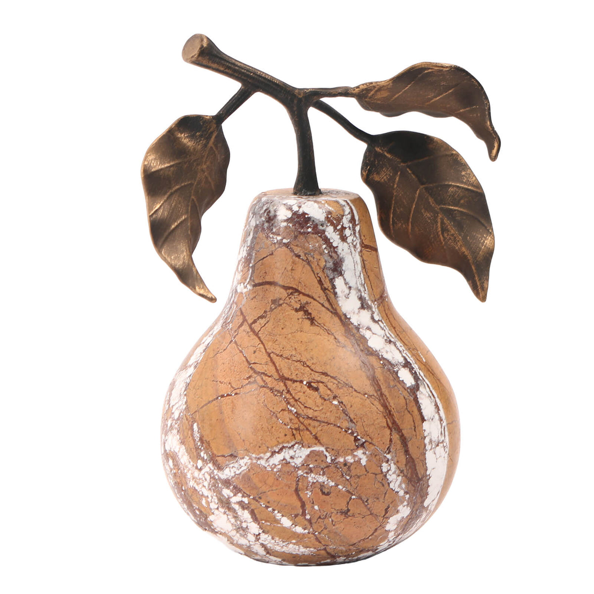 Pear Ornament in Golden Bronze Marble