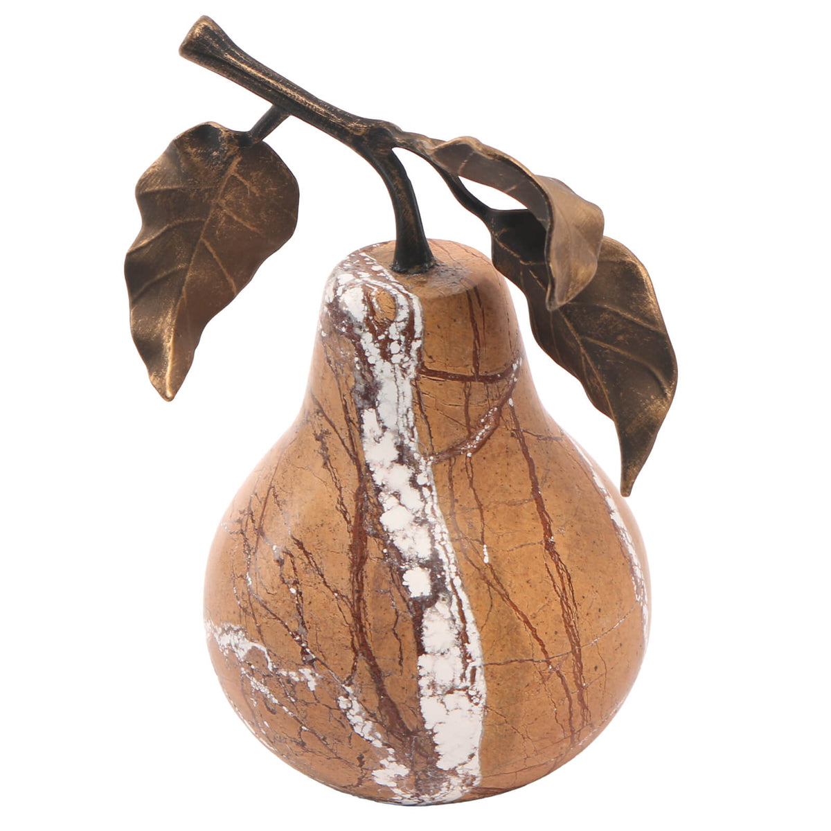 Pear Ornament in Golden Bronze Marble