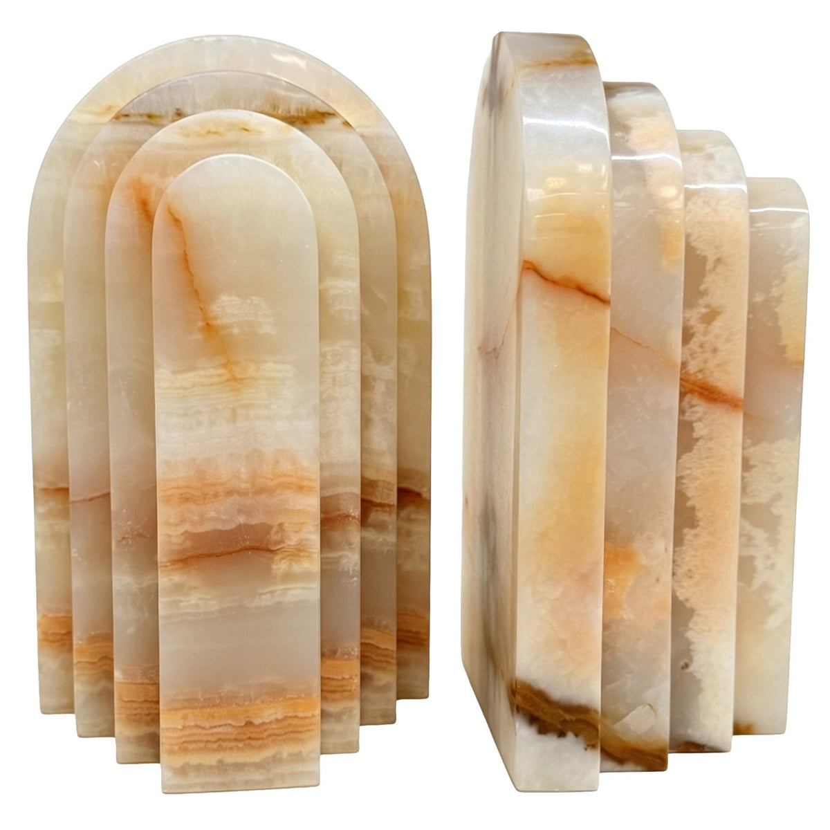 Osmond Bookends in White Jade Marble