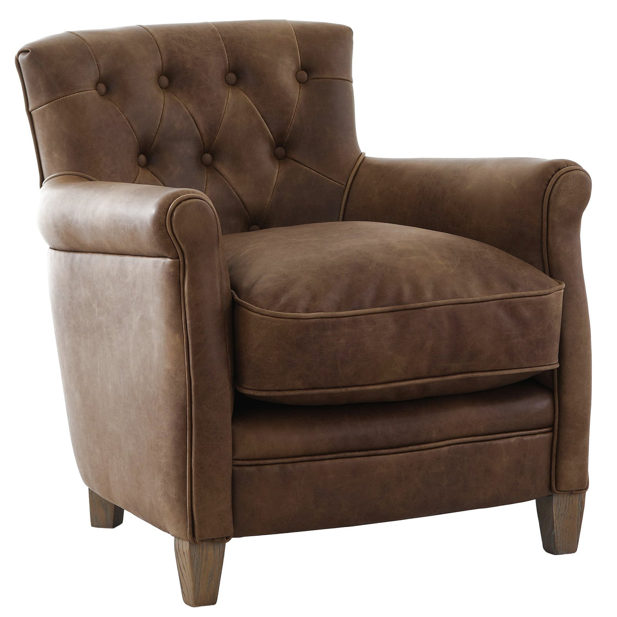 Oxford Club Chair in Chocolate Leather