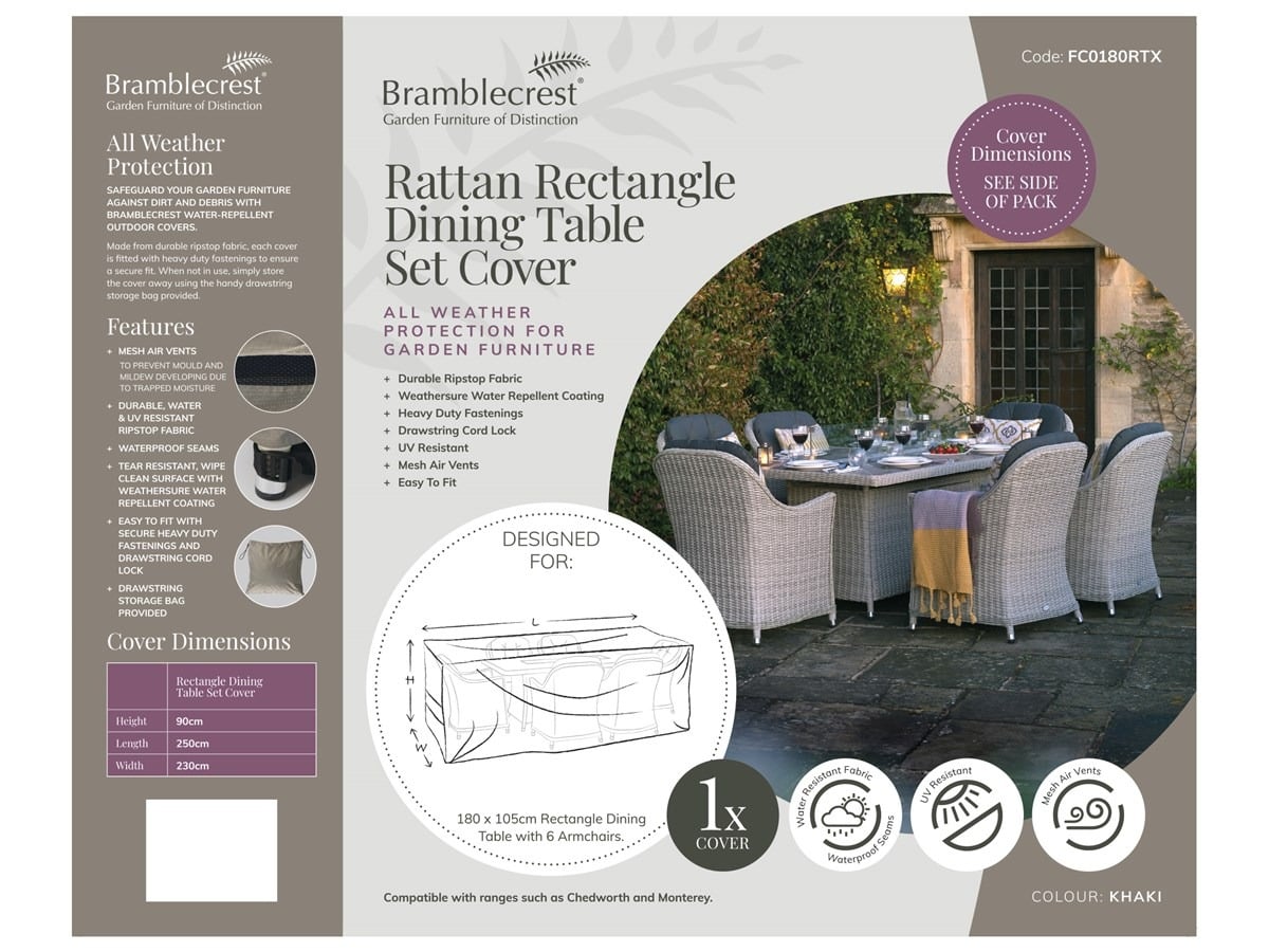 180 x 105cm Rectangle Table Set Cover - Khaki