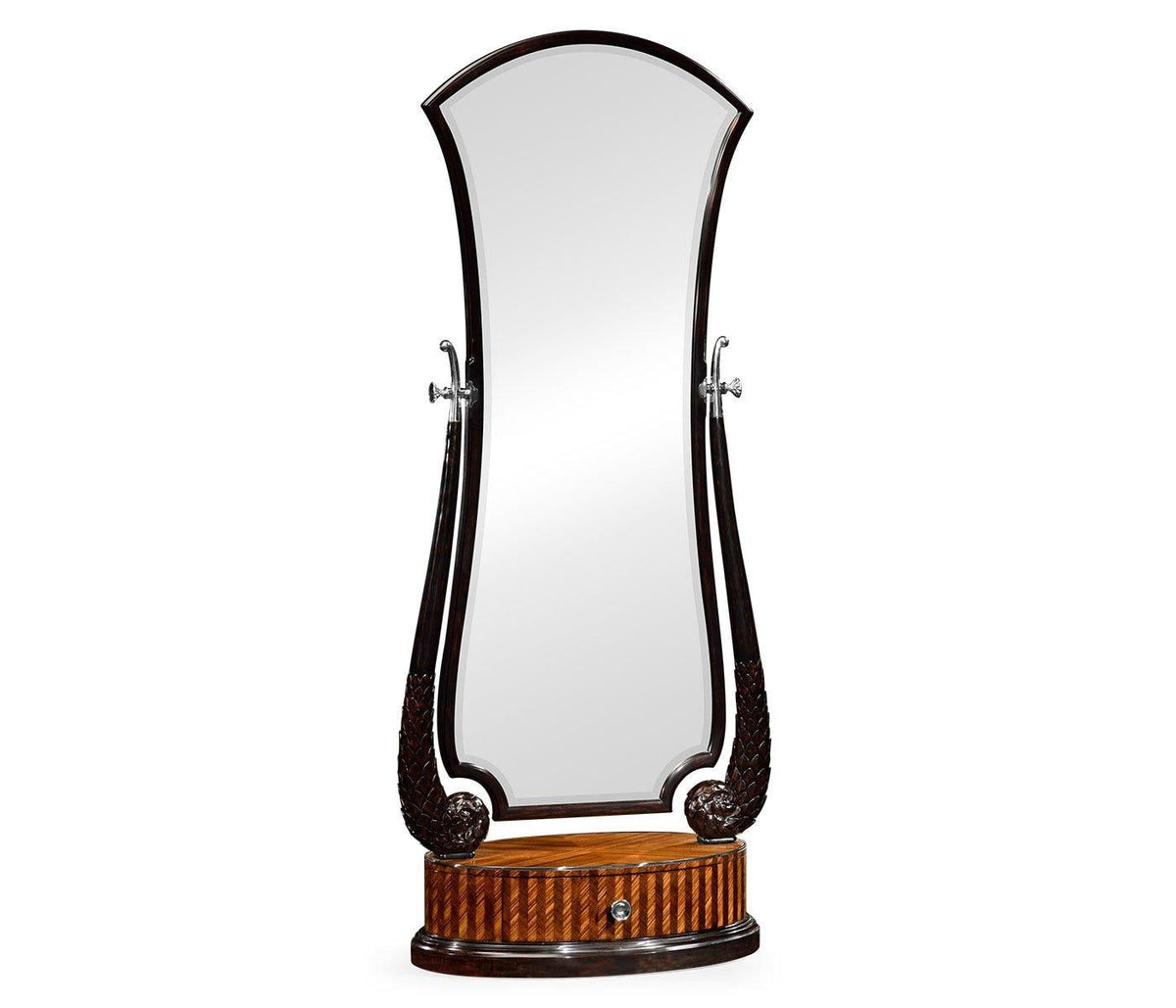 Floor Standing Mirror with Feather Inlay