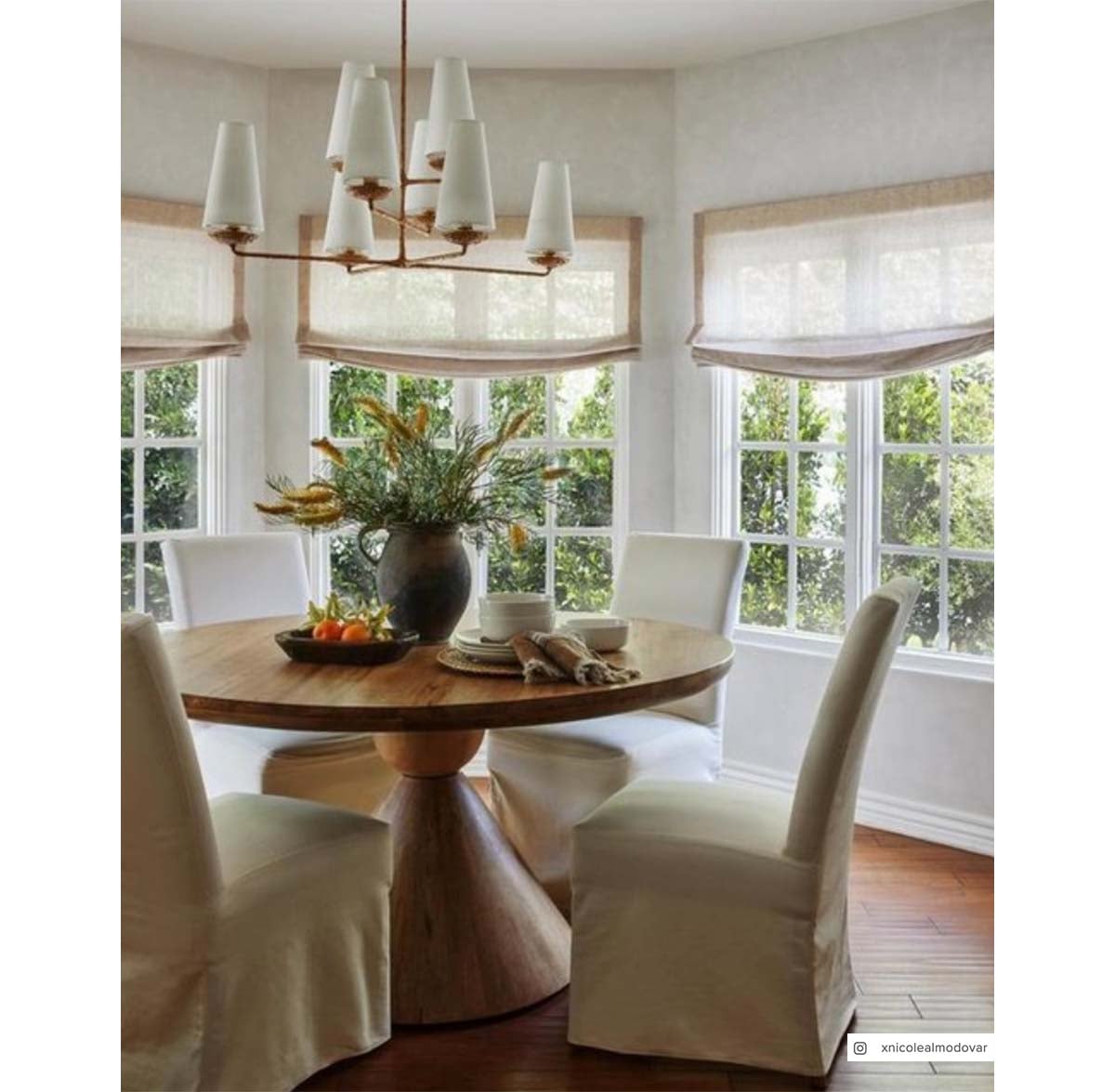 Fontaine Large Offset Chandelier in Gilded Plaster with Linen Shades