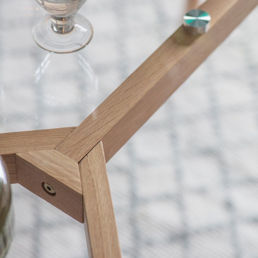 Illinois Dining Table in Oak and Glass - 120cm
