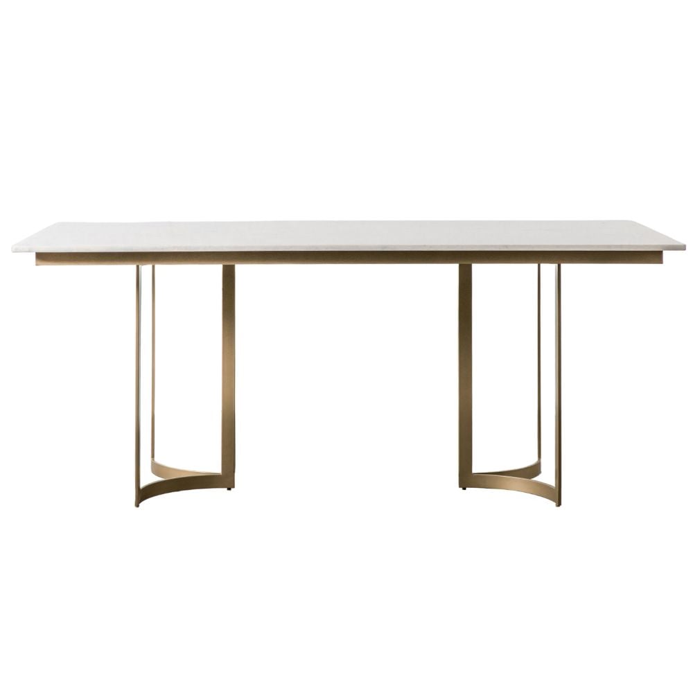 April Gold Dining Table with White Marble Top - 180cm