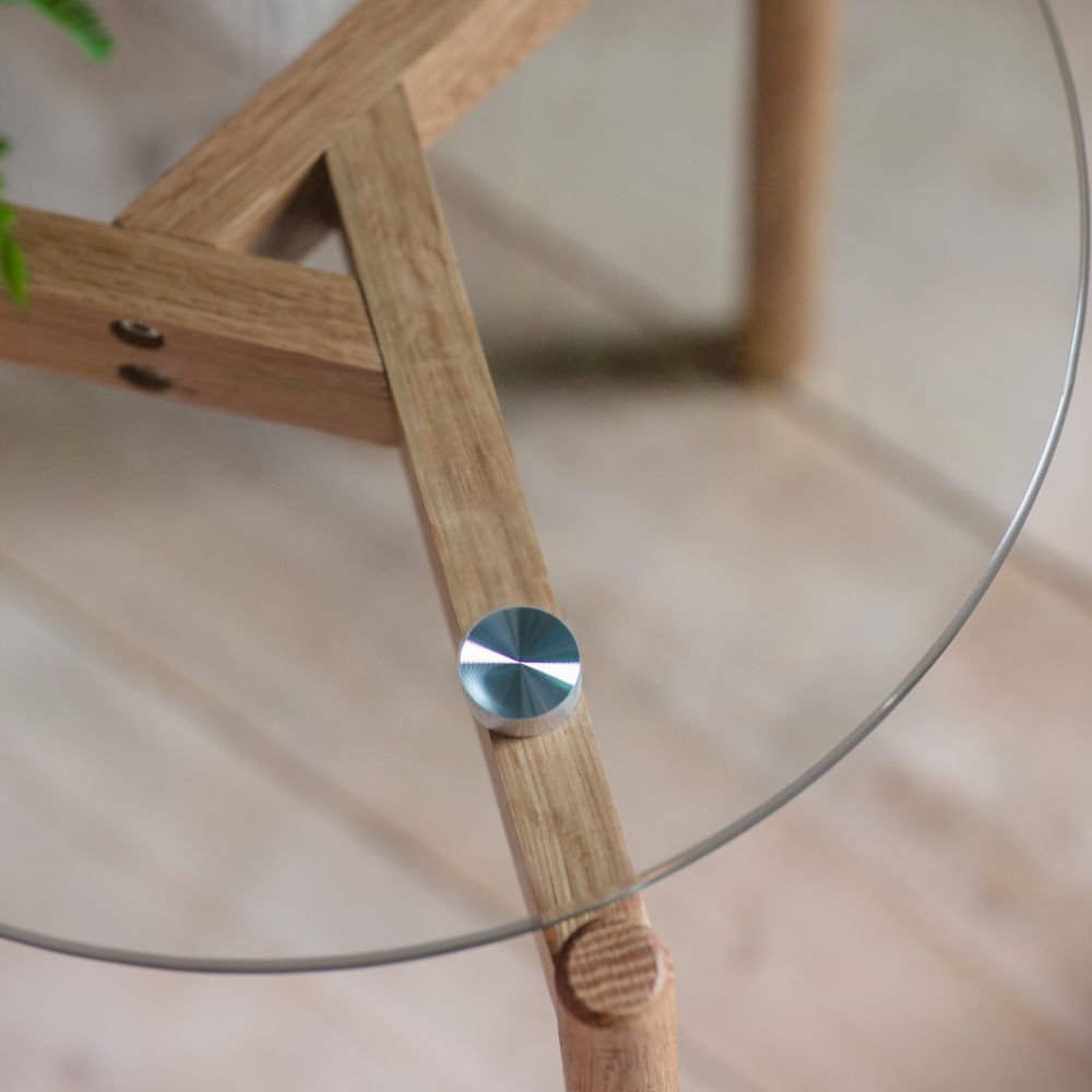Illinois Oak & Glass Side Table