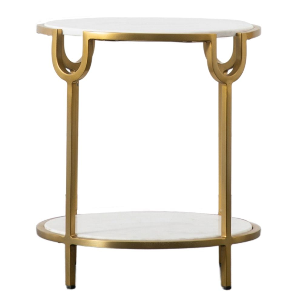 Huntington White Marble Side Table