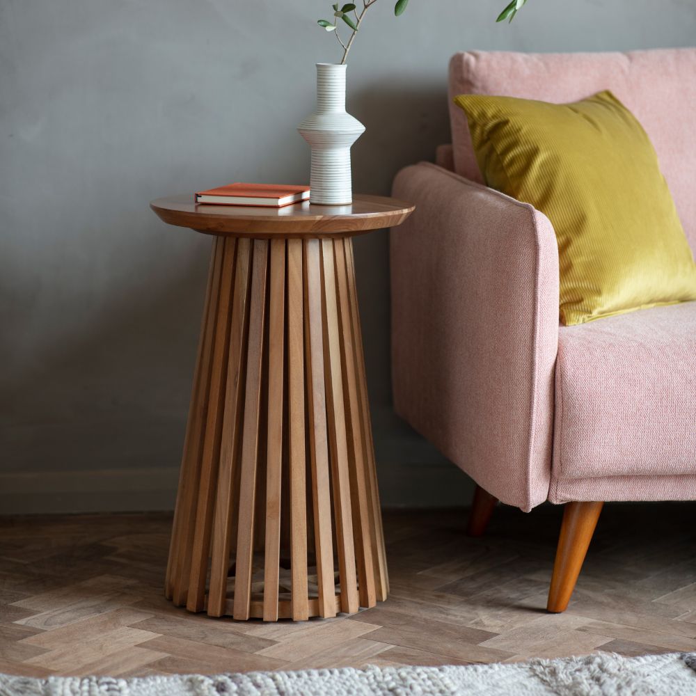 Seto Slatted Wooden Side Table