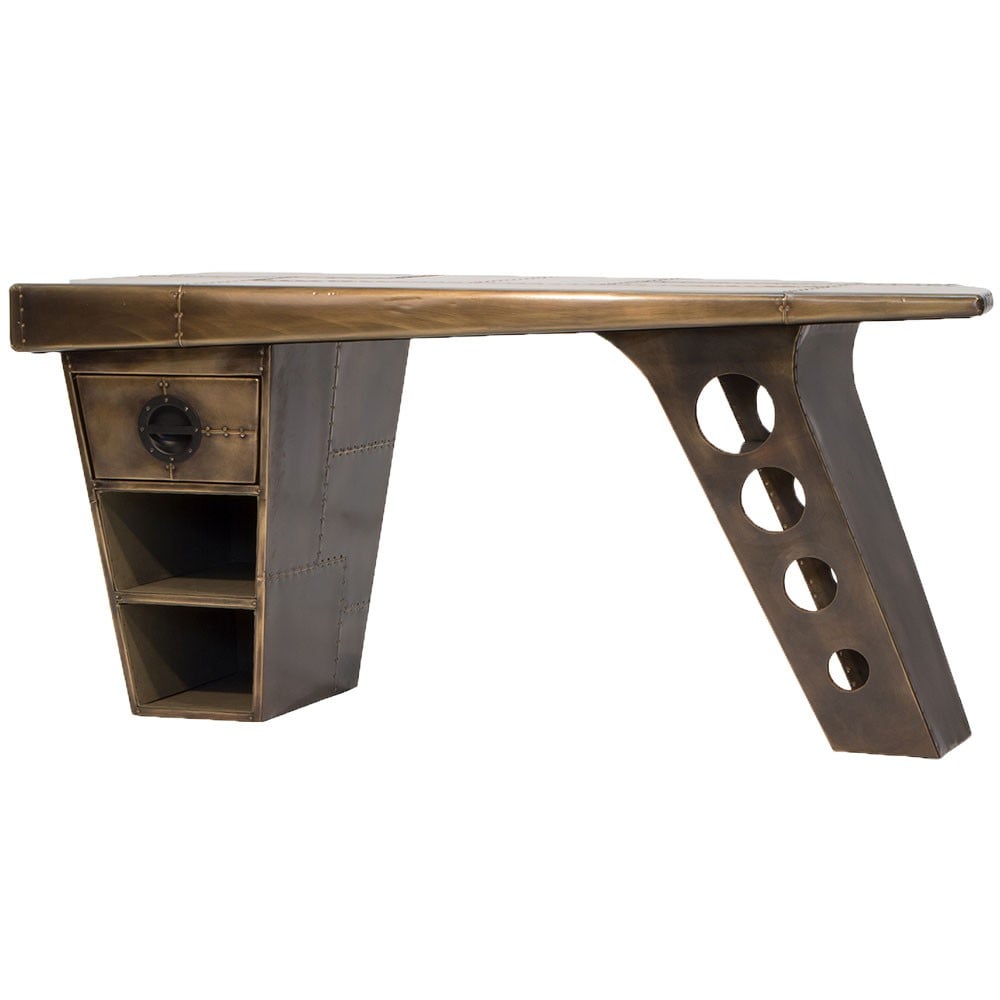 Aviator Half Wing Desk in Brass