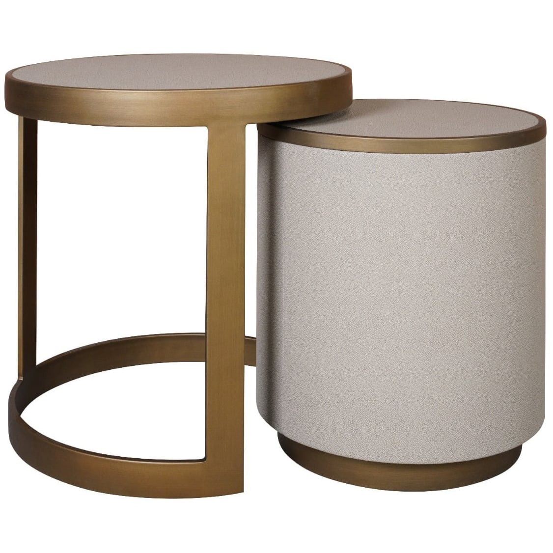 Hazlemere shagreen nest of tables with brushed gold metal frame, studio view