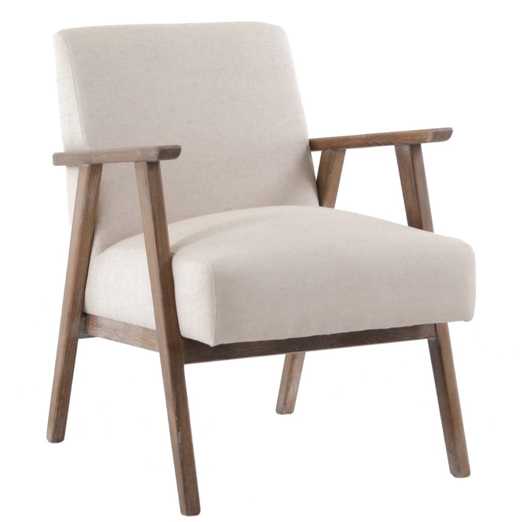 Hereford Mid Century Style Armchair in Natural Linen