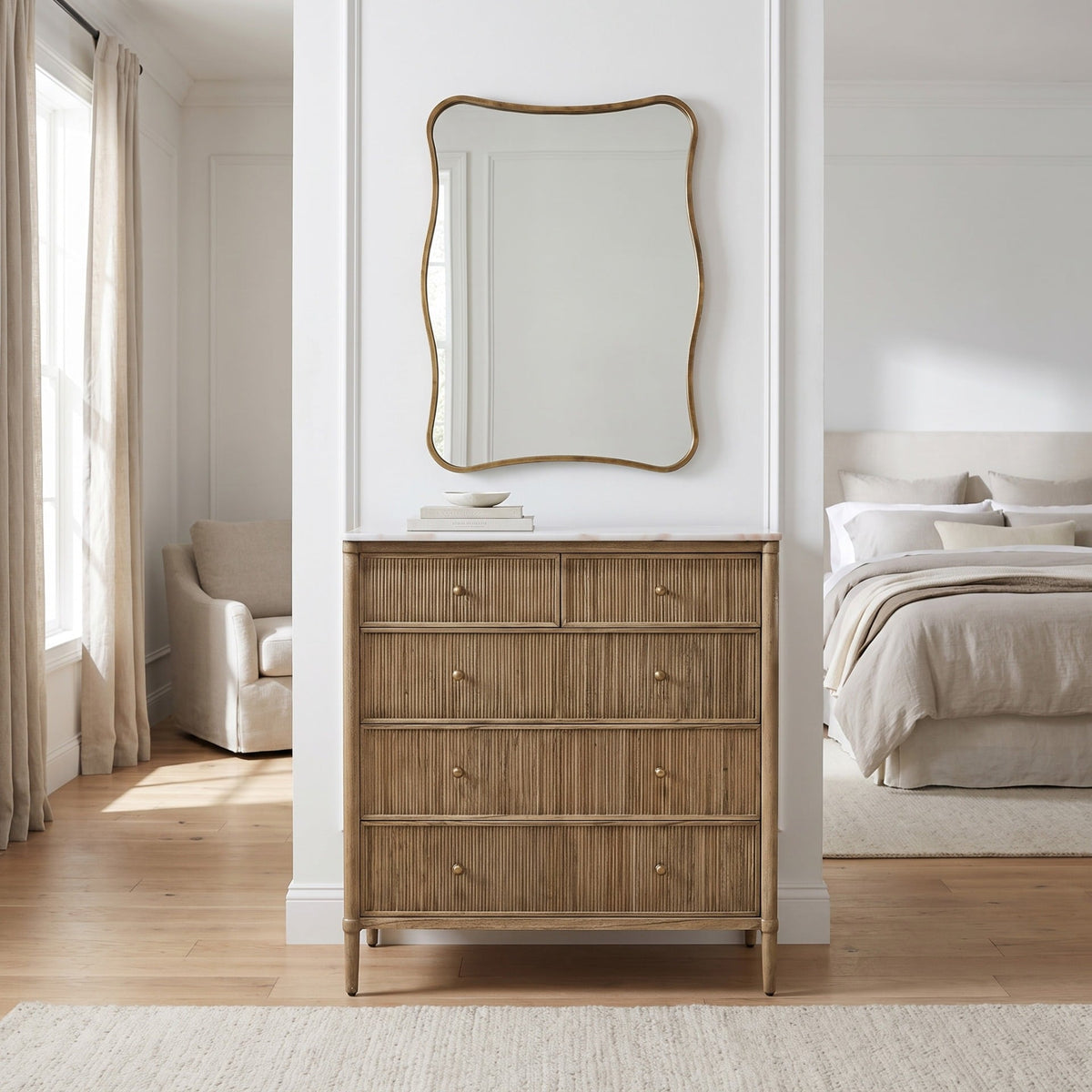 Highgrove 5 Drawer Chest of Drawers with Marble Top