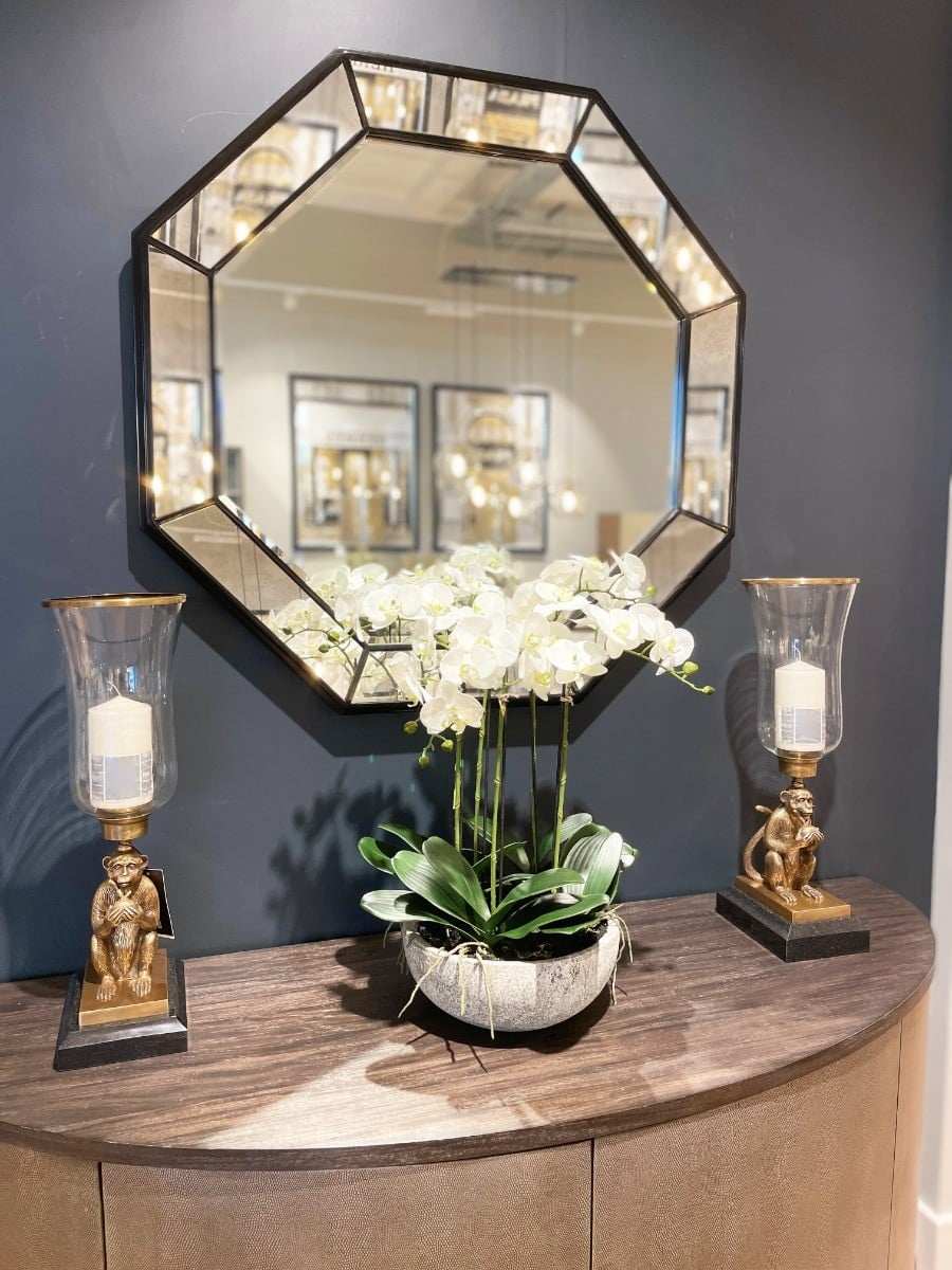 Large Artificial Orchid Arrangement in Stone Effect Pot