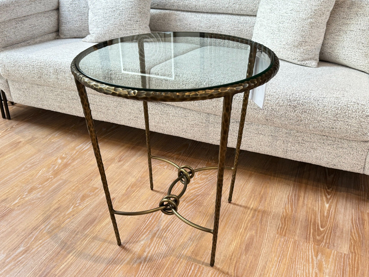 Outlet Jonathan Charles Hammered Light Brown Brass Circular Side Table