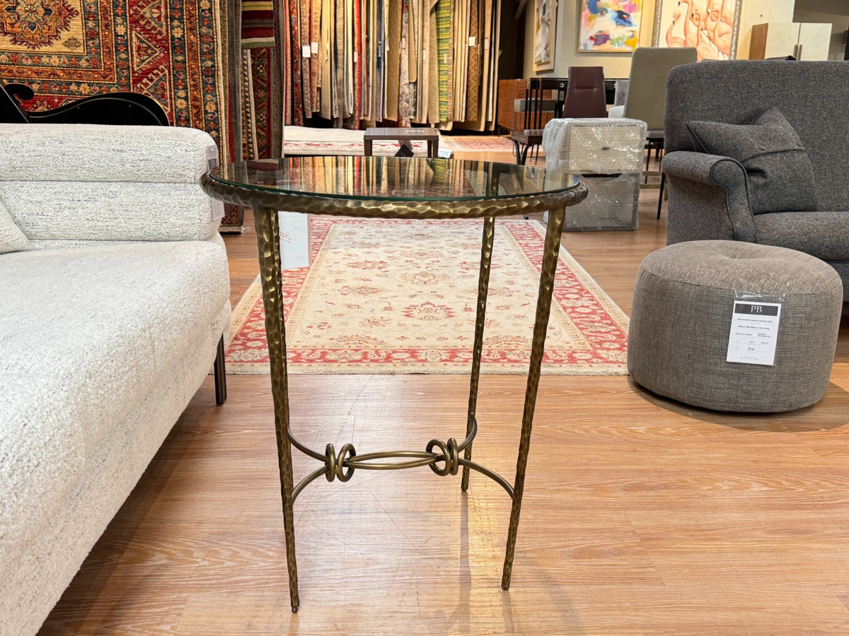 Outlet Jonathan Charles Hammered Light Brown Brass Circular Side Table