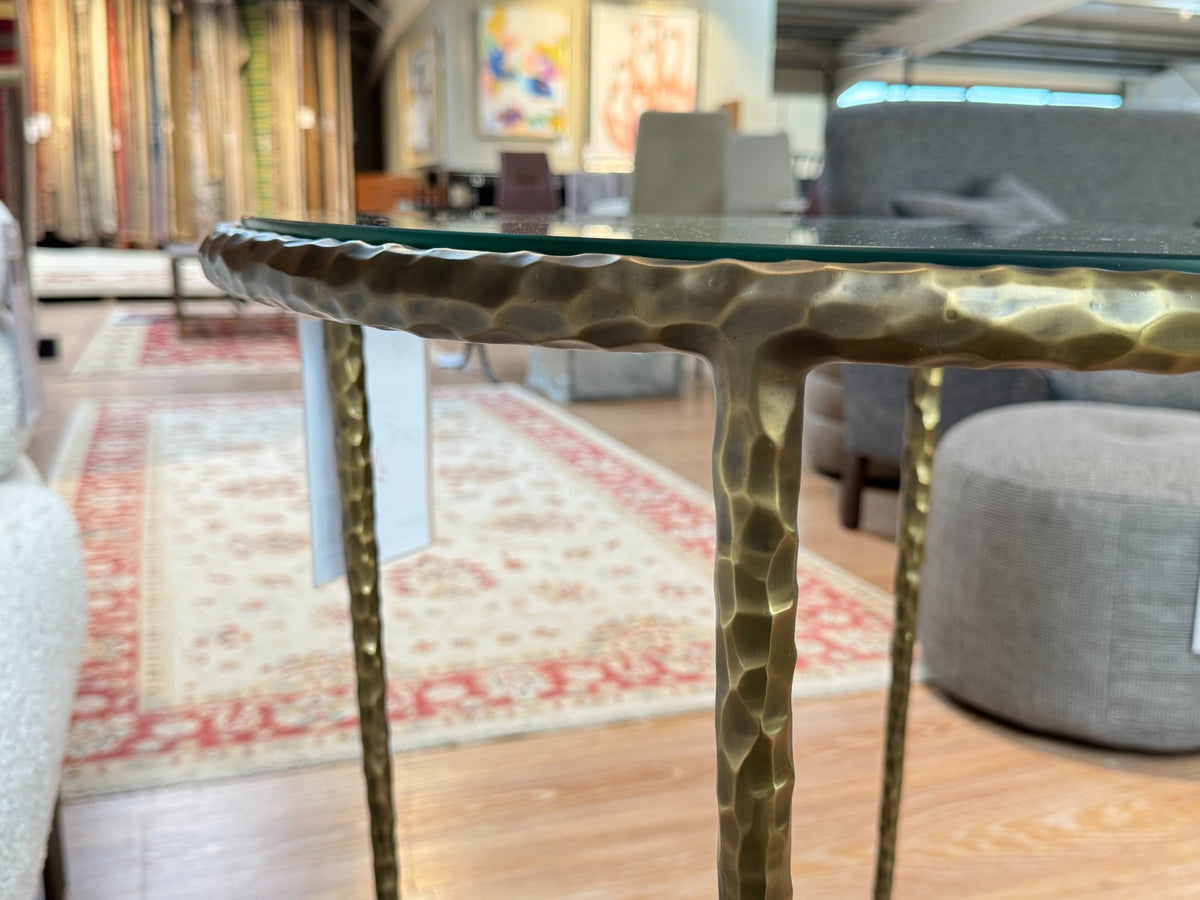 Outlet Jonathan Charles Hammered Light Brown Brass Circular Side Table
