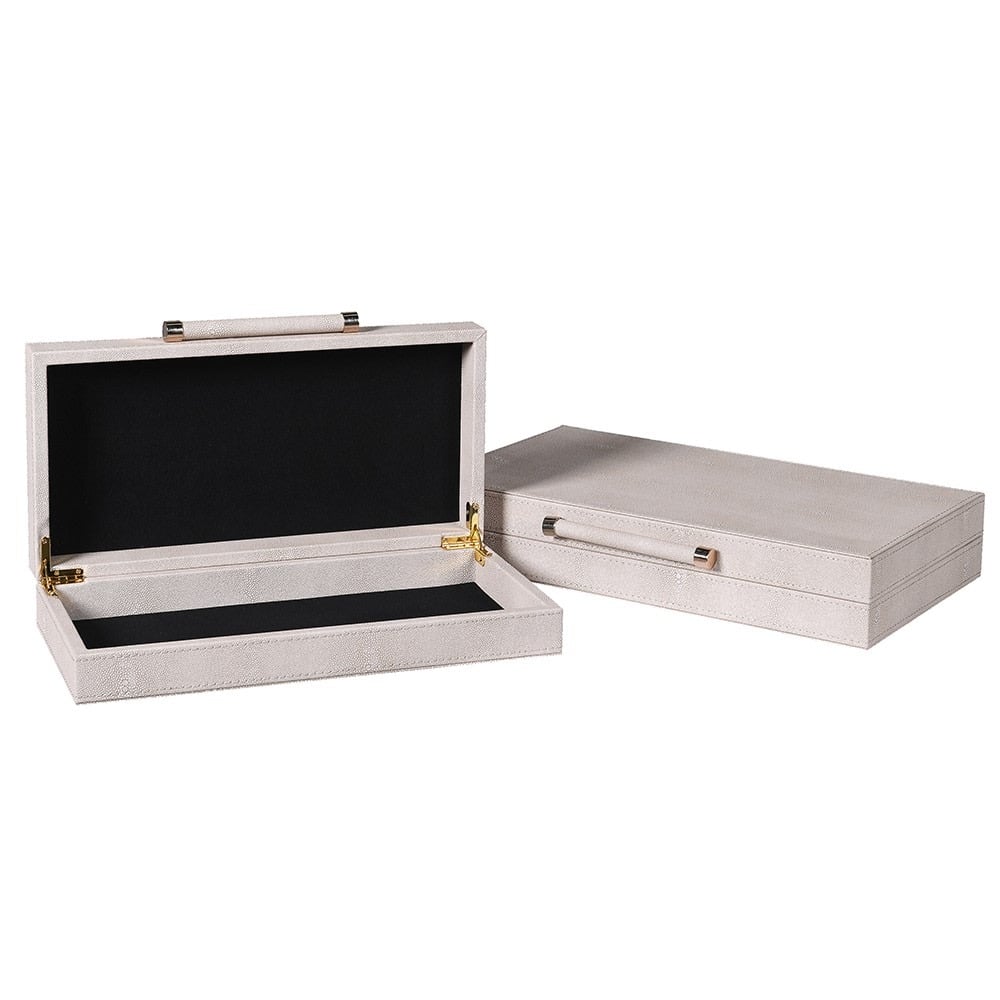 Ivory Shagreen Boxes Set of 2
