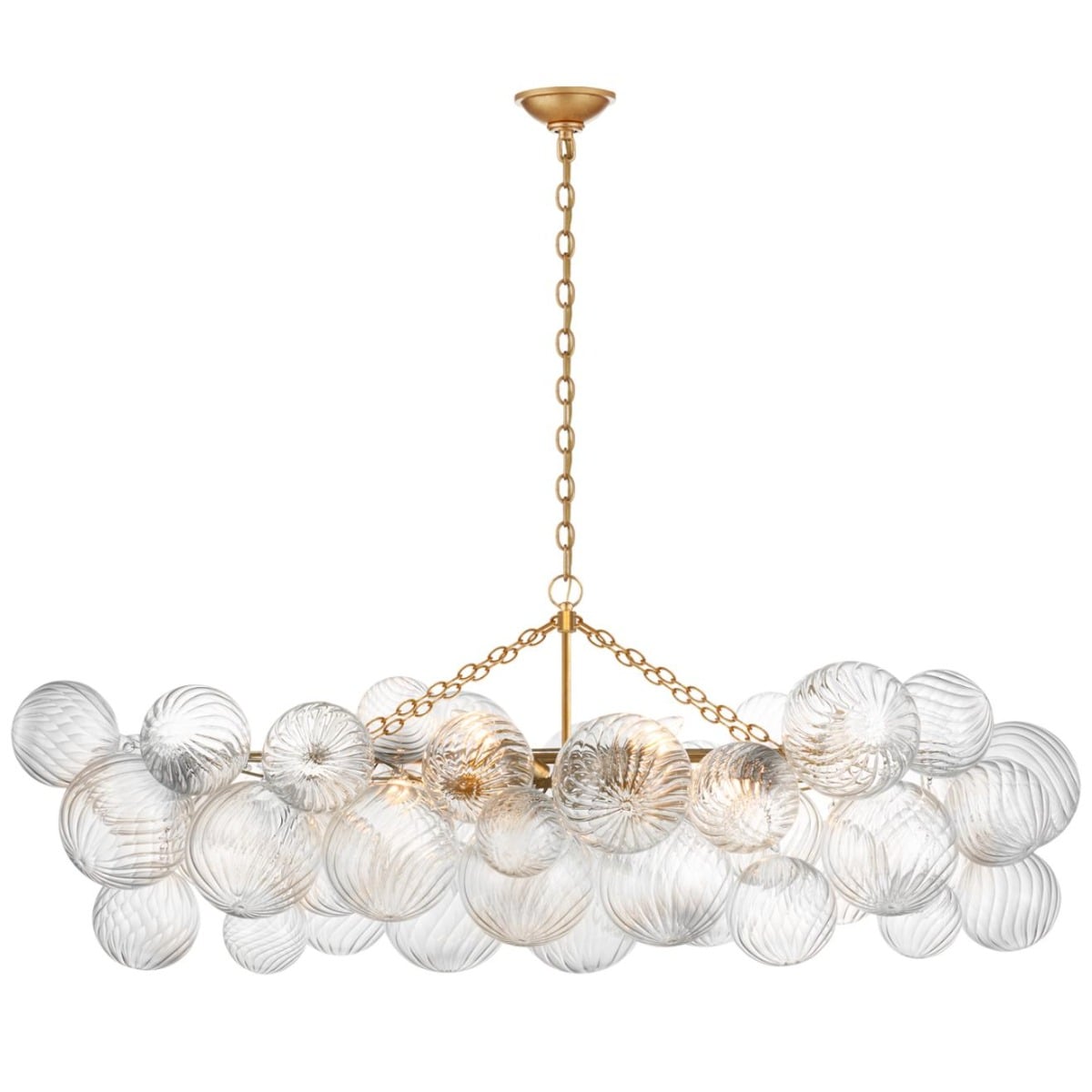 Talia Medium Linear Chandelier in Gild with Clear Swirled Glass