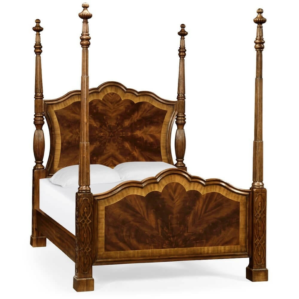 Chippendale Four Poster Bed in Mahogany - UK King