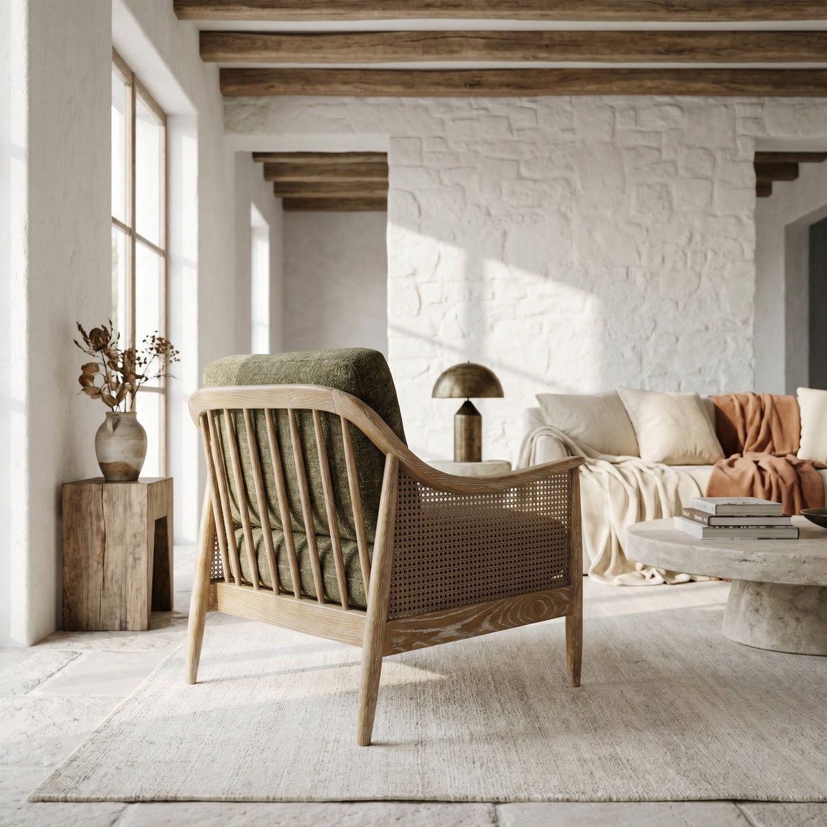 Chadlington Accent Chair in Green styled in a contemporary country-inspired interior