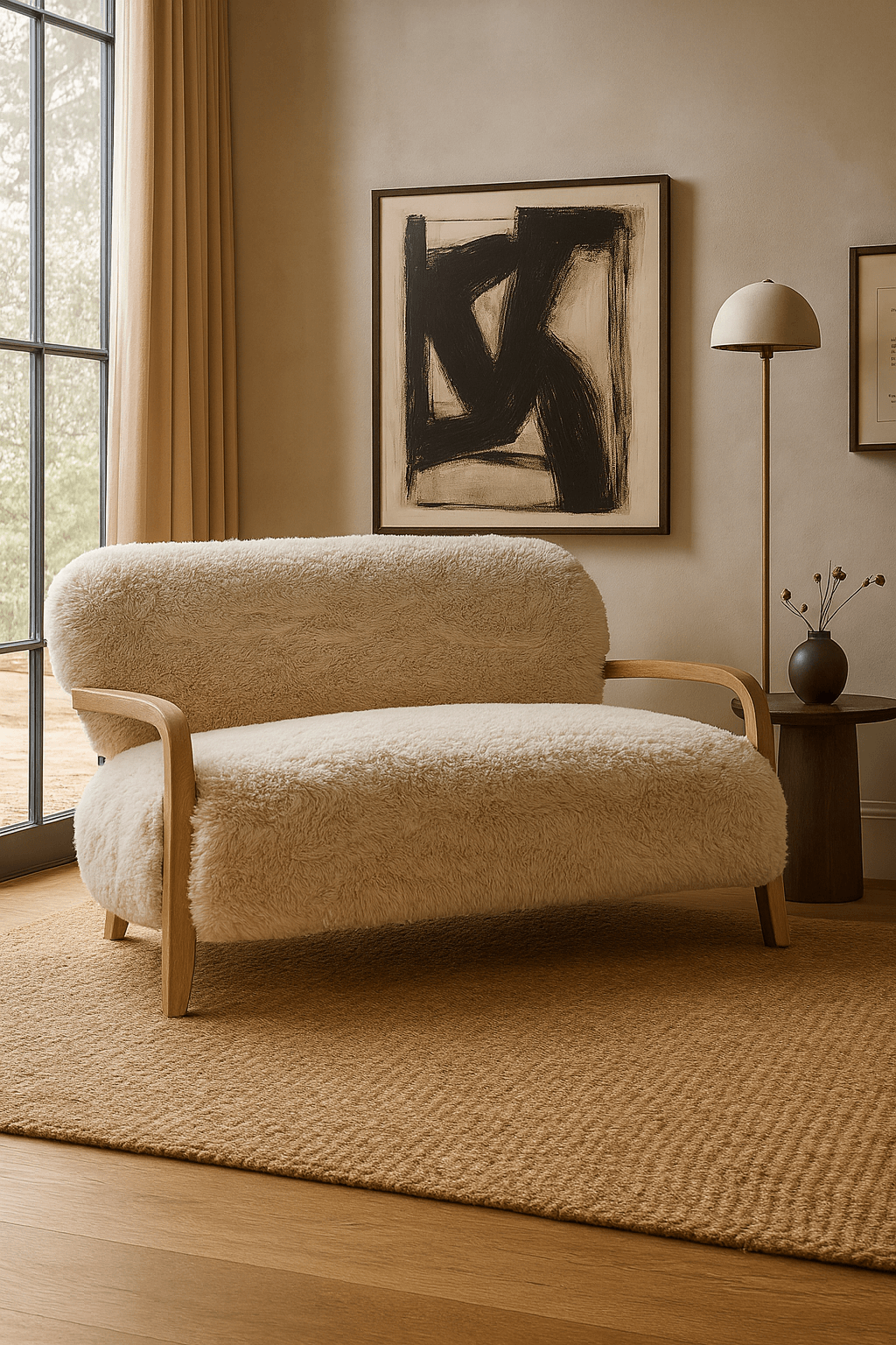 Baaarb Sofa in Faux Sheepskin