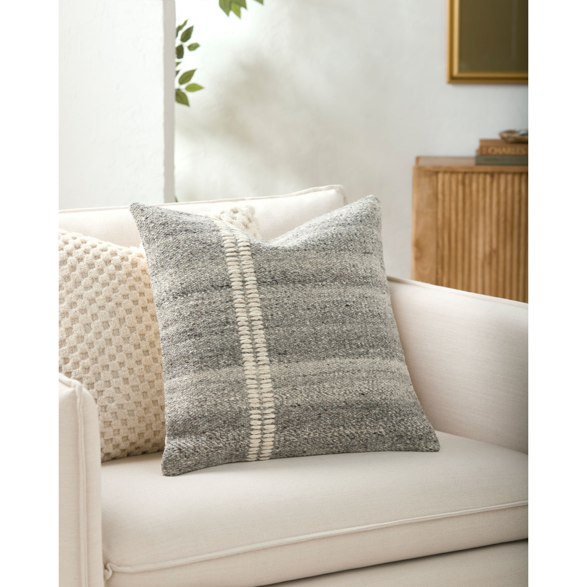 Jundah Woven Cushion in Grey - 51 x 51 cm