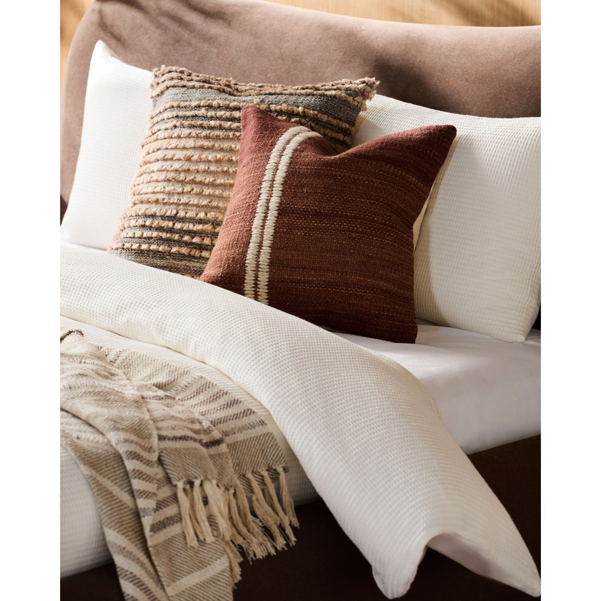 Jundah Woven Cushion in Warm Red - 51 x 51 cm