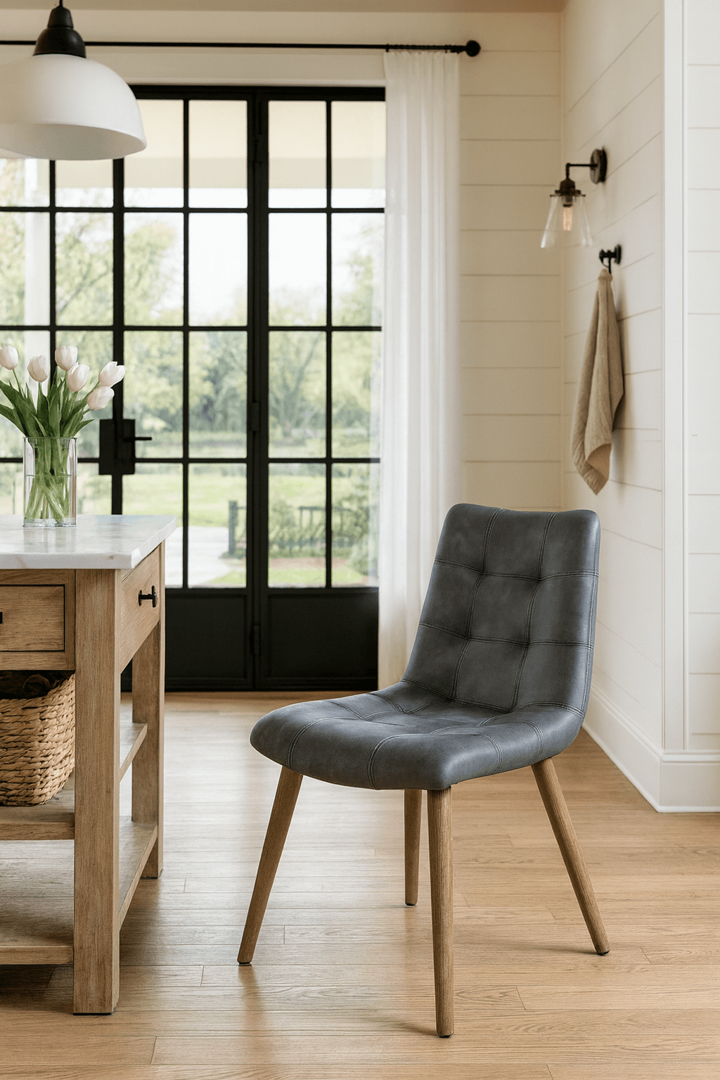 Winchcombe Dining Chair in Grey Leather