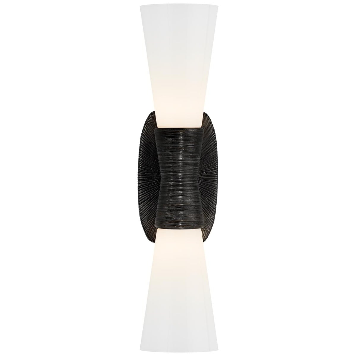 Utopia Small Double Bath Sconce in Aged Iron with White Glass
