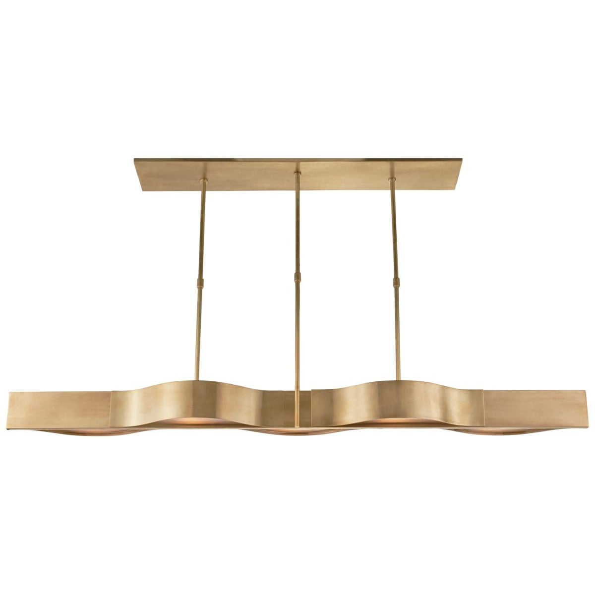 Avant Large Linear Pendant in Antique-Burnished Brass with Frosted Glass