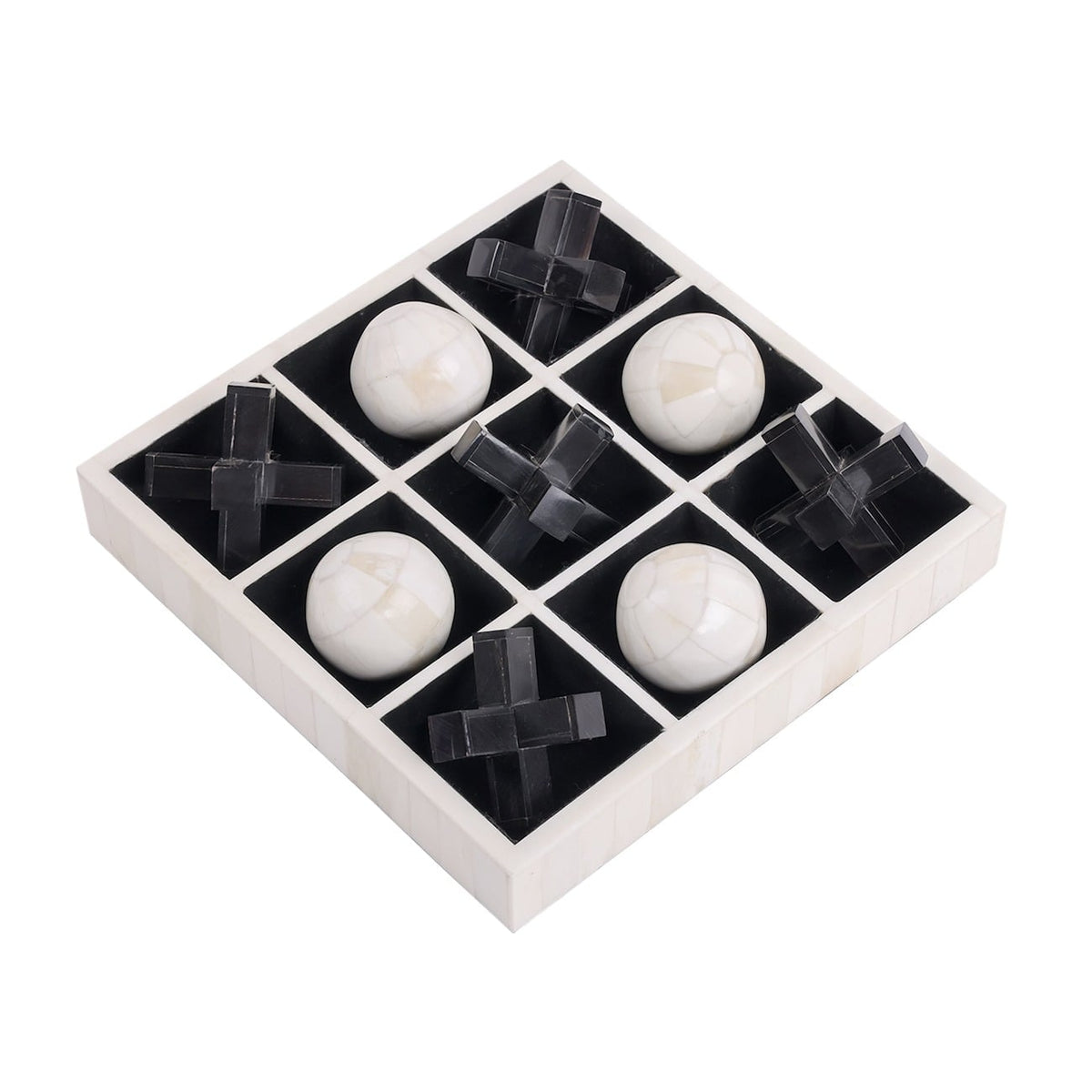 Farnham Off White and Black Bone Horn Inlay Noughts and Crosses