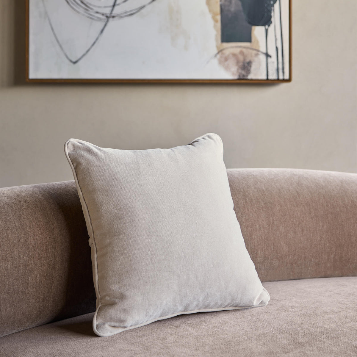 Eden Cushion in Warm Stone Velvet