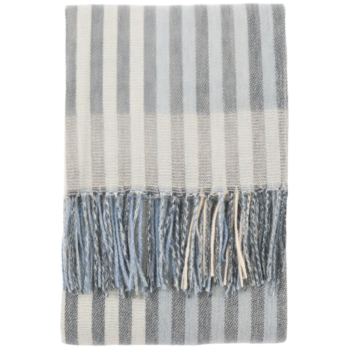 Lille Jacquard Stripe Throw in Blue/Natural