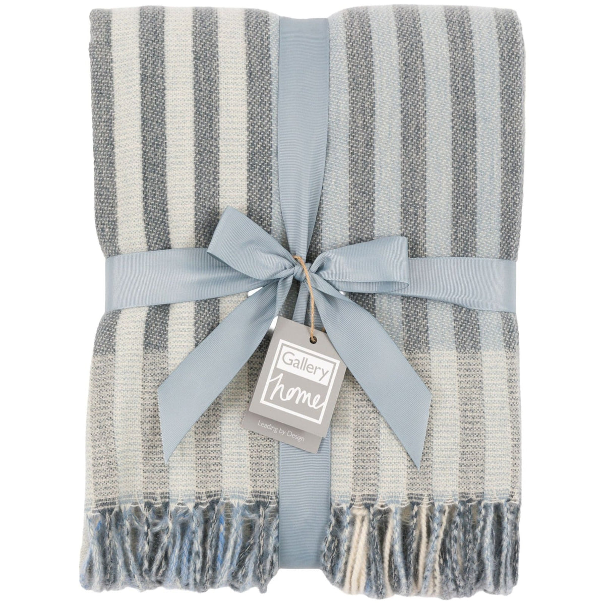 Lille Jacquard Stripe Throw in Blue/Natural
