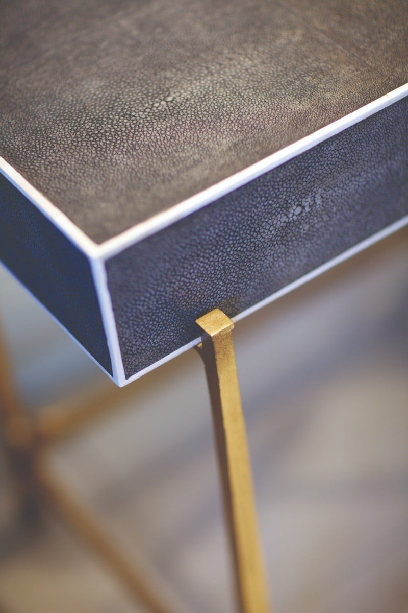 Contemporary Storage Side Table in Anthracite Shagreen
