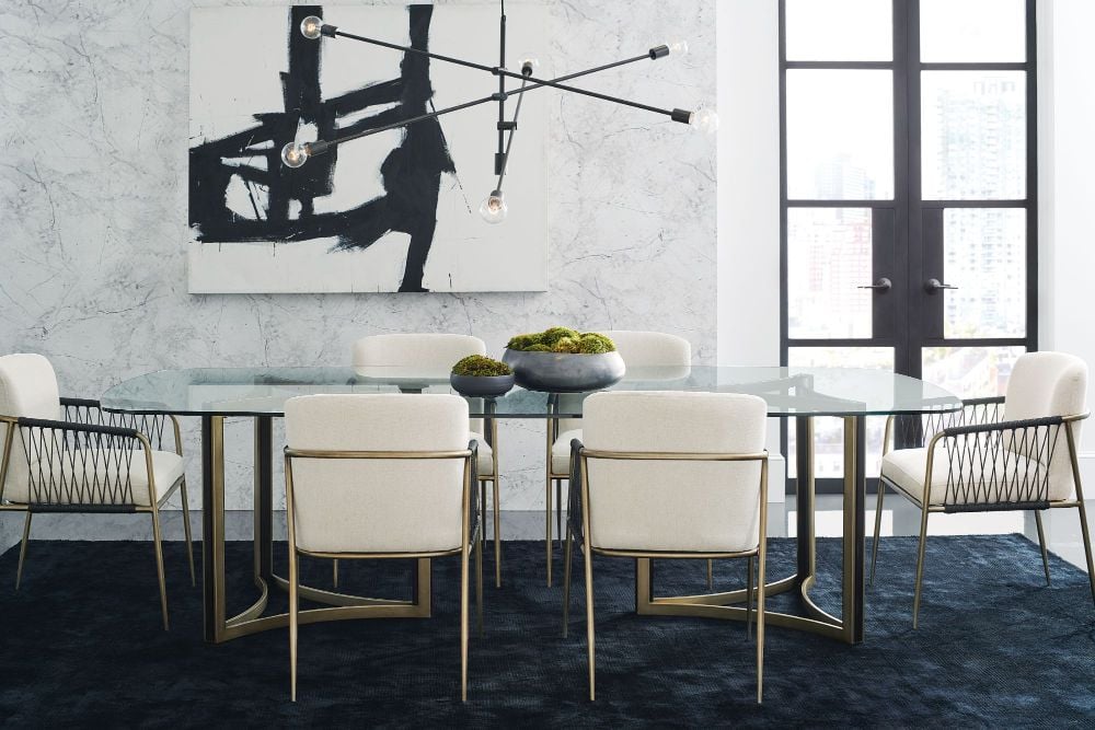 ReMix Double Pedestal Glass Top Table - 269cm