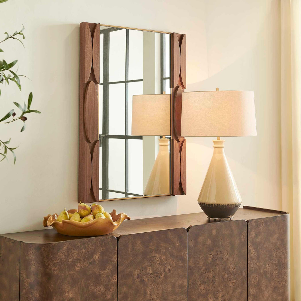 Macario Mid-Century Wood Mirror