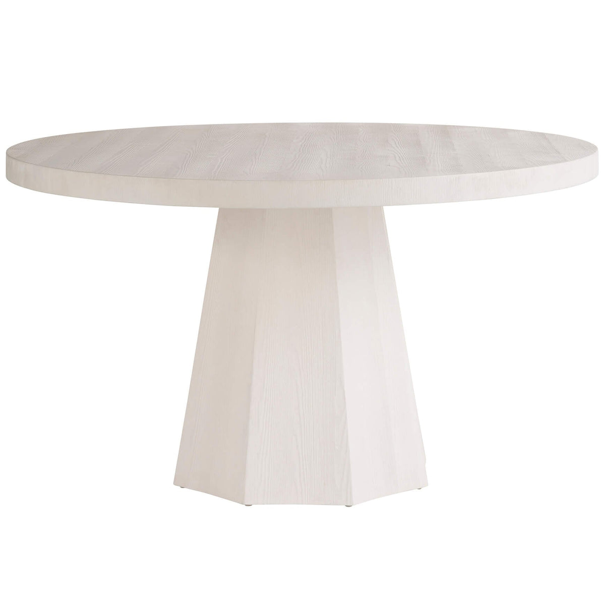 Mackinaw Round Extending Dining Table in White Sand, 137 - 188cm