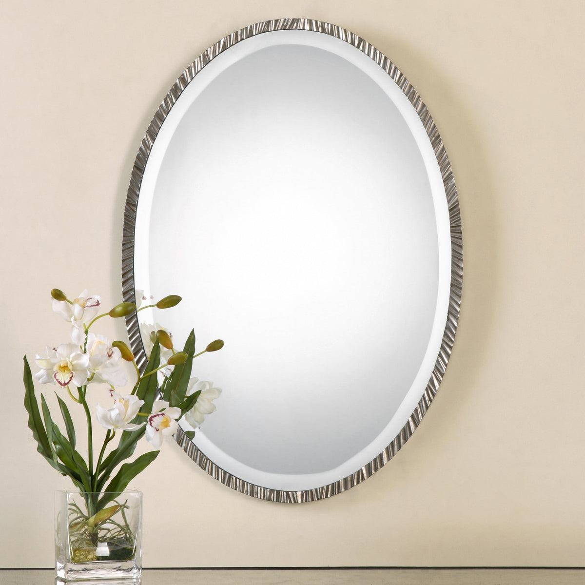 Annadel Oval Mirror in Polished Nickel