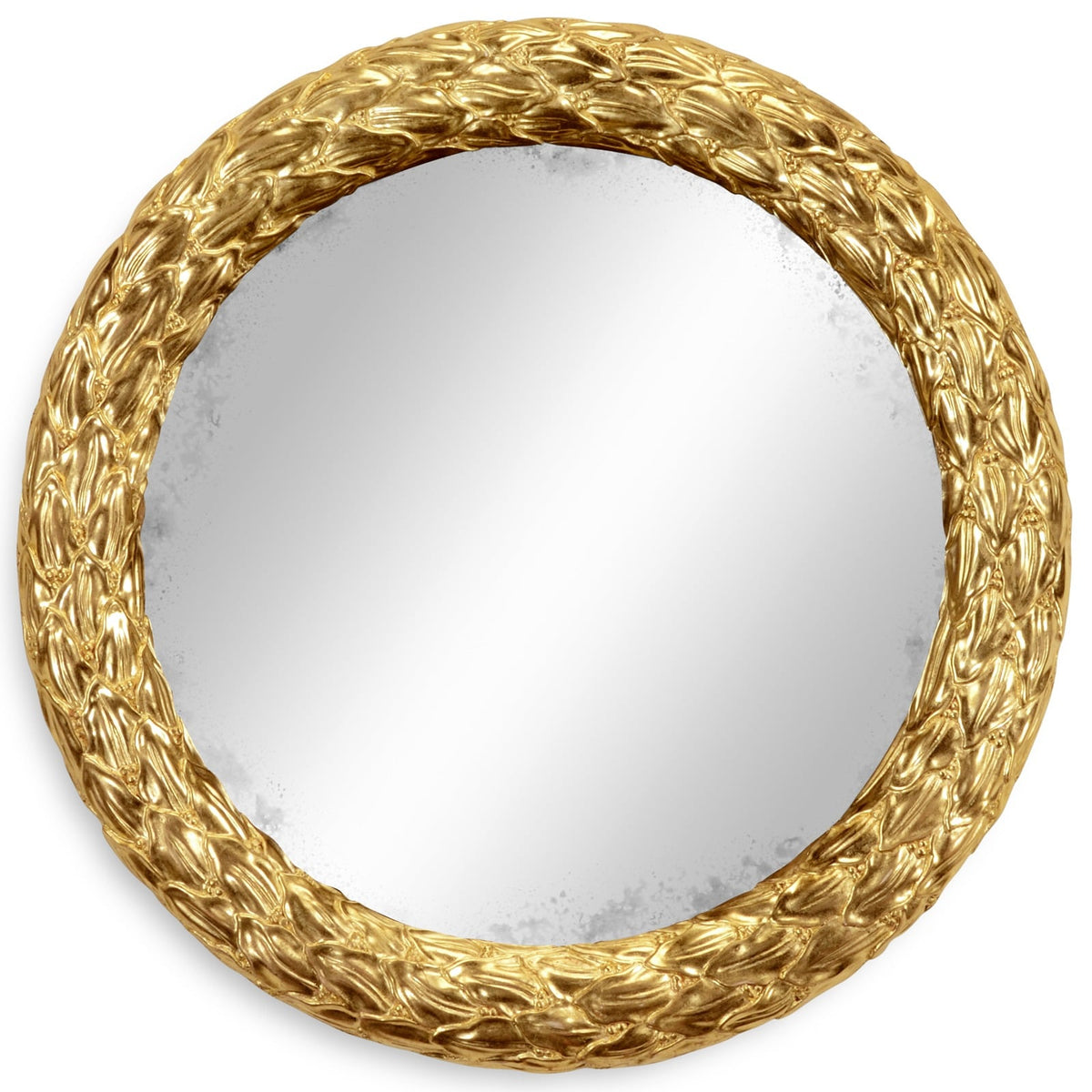 Small Round Mirror Water Gilded in Gold