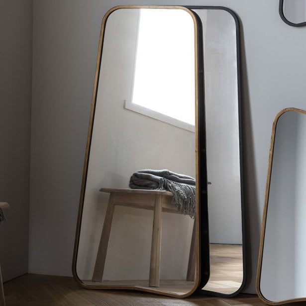 Leaning Floor Mirror Frona with Gold Frame