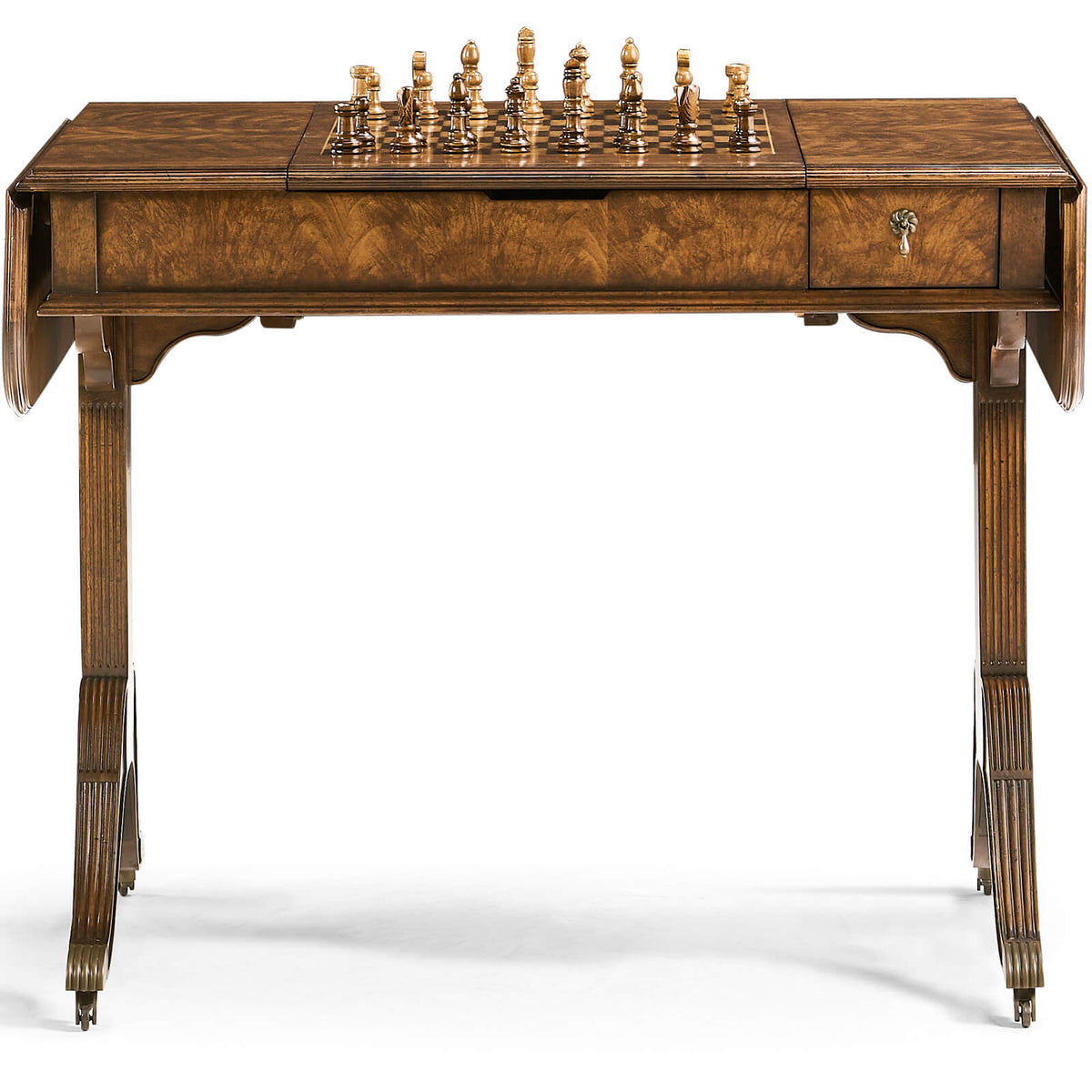 Jonathan Charles Crotch Walnut Game Table