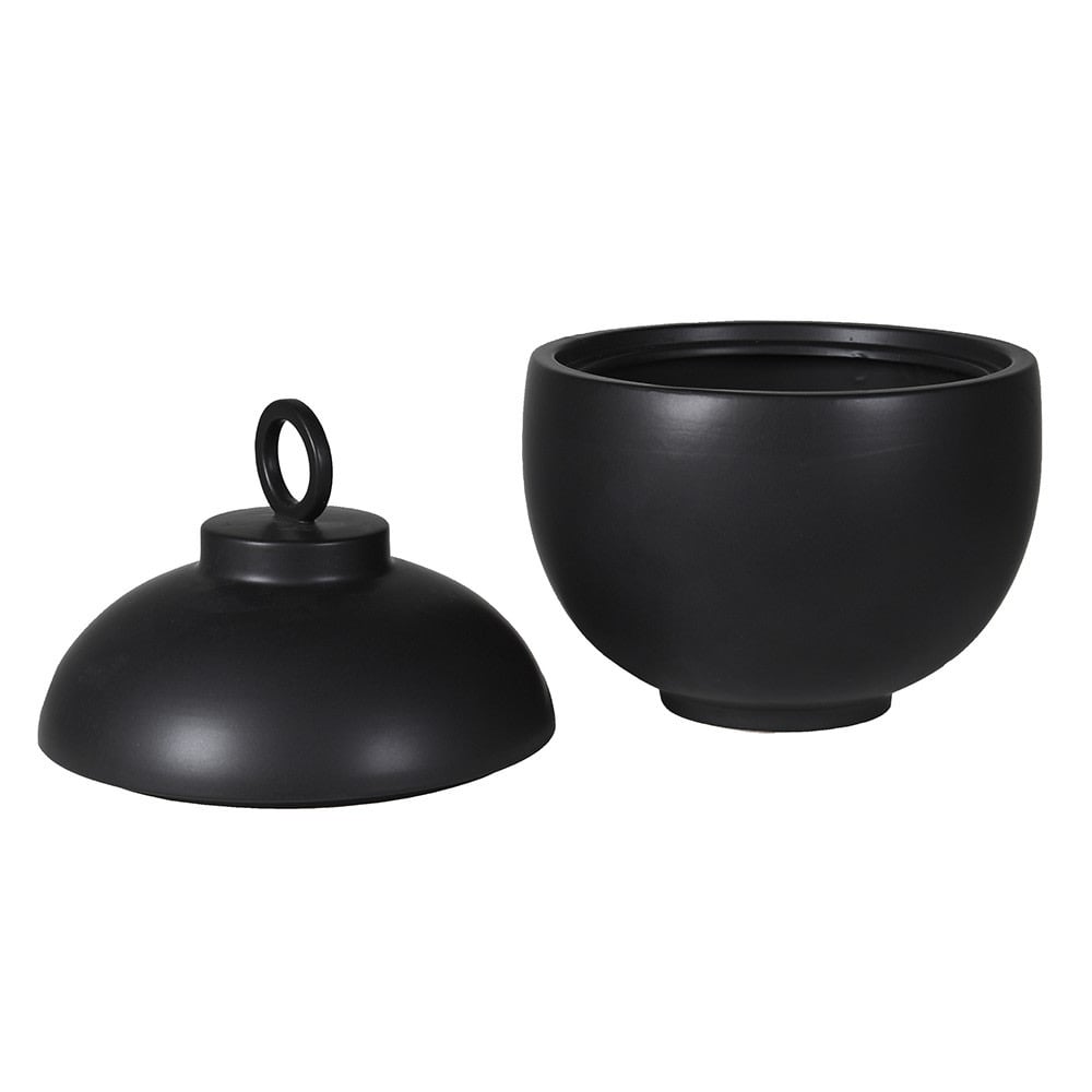 Matt Black Ceramic Lidded Jar