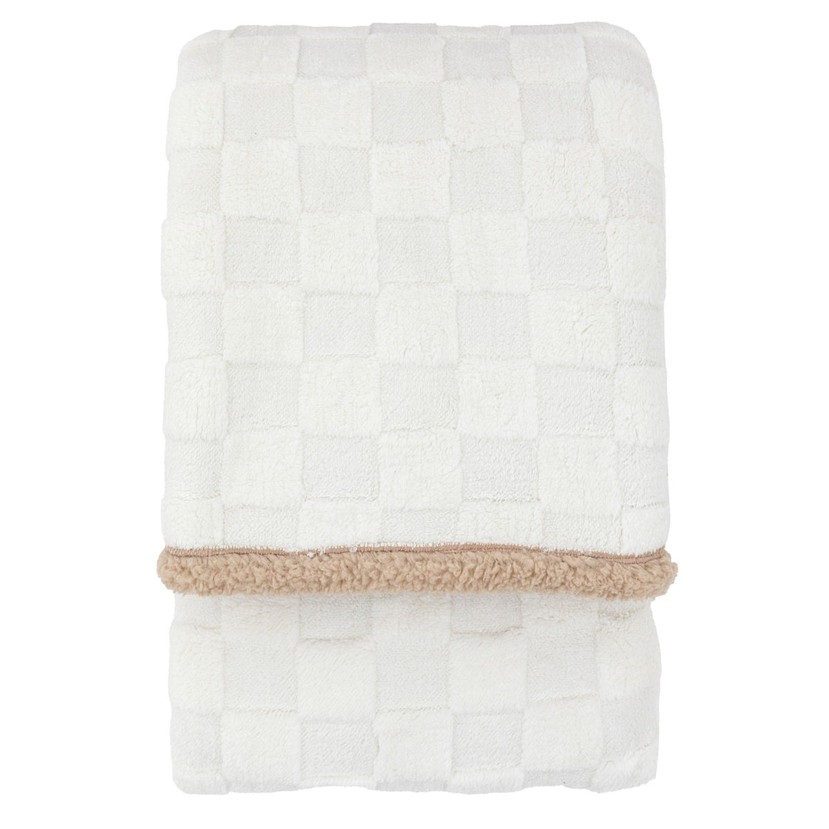 Oakley Checked Sherpa Throw in Cream