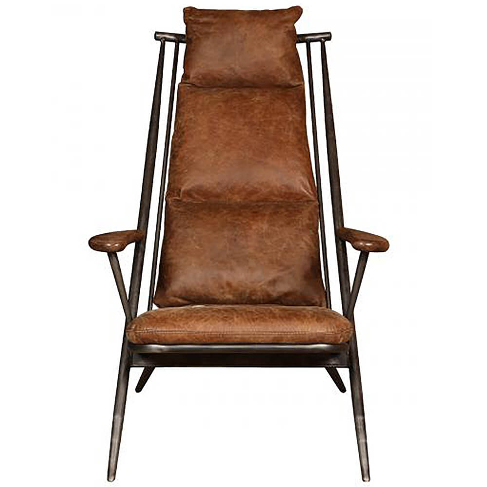 Ely Studio Chair in Brown Leather