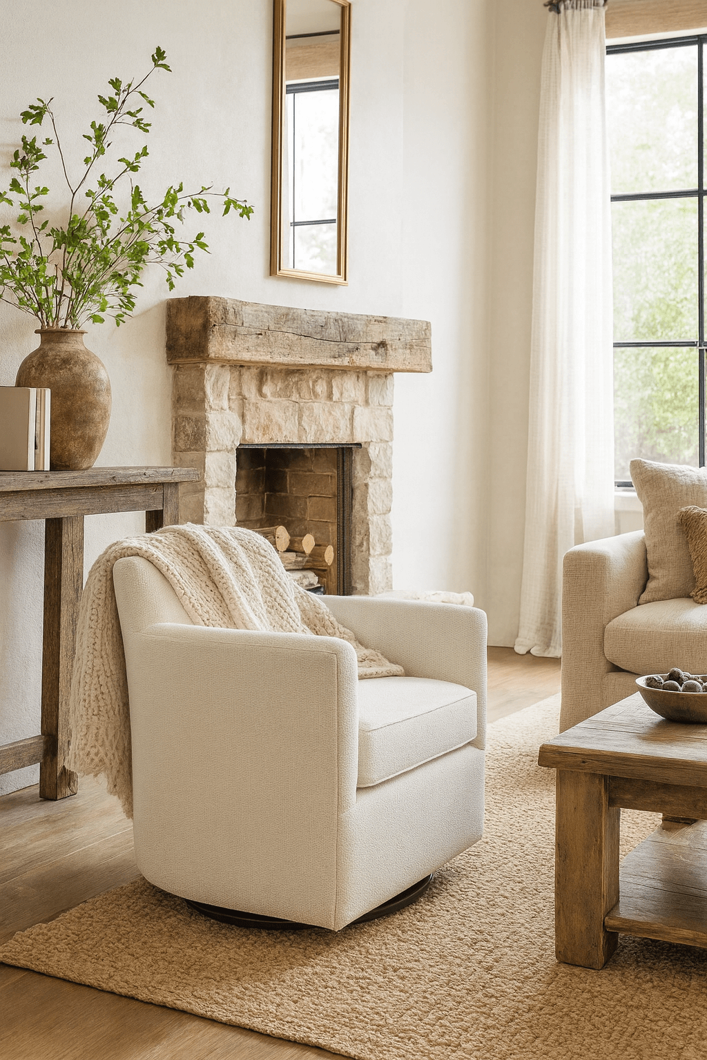 Paxford Swivel Chair in Off-White